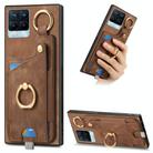 For Realme 8 Pro Retro Skin-feel Ring Card Bag Phone Case with Hang Loop(Brown) - 1