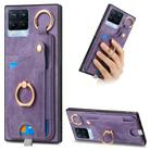 For Realme 8 Pro Retro Skin-feel Ring Card Bag Phone Case with Hang Loop(Purple) - 1