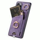 For Realme 9 Pro Retro Skin-feel Ring Card Bag Phone Case with Hang Loop(Purple) - 3