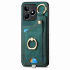 For Realme 9 Pro Retro Skin-feel Ring Card Bag Phone Case with Hang Loop(Green) - 2