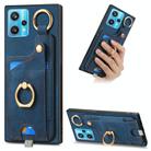 For Realme 9 Pro Retro Skin-feel Ring Card Bag Phone Case with Hang Loop(Blue) - 1