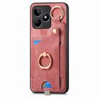 For Realme 9 Pro+ Retro Skin-feel Ring Card Bag Phone Case with Hang Loop(Pink) - 2