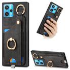For Realme 9 Pro+ Retro Skin-feel Ring Card Bag Phone Case with Hang Loop(Black) - 1