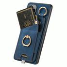 For Realme 10 Pro Retro Skin-feel Ring Card Bag Phone Case with Hang Loop(Blue) - 3