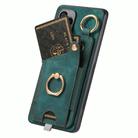 For Realme 6 Retro Skin-feel Ring Card Bag Phone Case with Hang Loop(Green) - 3