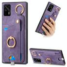 For Realme GT Master Retro Skin-feel Ring Card Bag Phone Case with Hang Loop(Purple) - 1