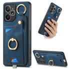 For Realme Neo 7 Retro Skin-feel Ring Card Bag Phone Case with Hang Loop(Blue) - 1
