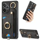 For Realme Neo 7 Retro Skin-feel Ring Card Bag Phone Case with Hang Loop(Black) - 1