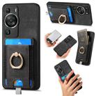 For Huawei P60 Retro Splitable Magnetic Card Bag Leather Phone Case(Black) - 1