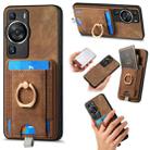 For Huawei P60 Retro Splitable Magnetic Card Bag Leather Phone Case(Brown) - 1
