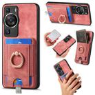 For Huawei P60 Retro Splitable Magnetic Card Bag Leather Phone Case(Pink) - 1