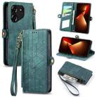 For Tecno Pova 5 4G Geometric Zipper Wallet Side Buckle Leather Phone Case(Green) - 1