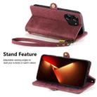 For Tecno Pova 5 4G Geometric Zipper Wallet Side Buckle Leather Phone Case(Red) - 4