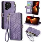 For Tecno Pova 5 4G Geometric Zipper Wallet Side Buckle Leather Phone Case(Purple) - 1