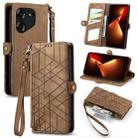 For Tecno Pova 5 4G Geometric Zipper Wallet Side Buckle Leather Phone Case(Brown) - 1