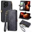 For Tecno Pova 5 4G Geometric Zipper Wallet Side Buckle Leather Phone Case(Black) - 1