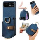 For Motorola Razr 40 Retro Skin-feel Ring Multi-card Wallet Phone Case(Blue) - 1