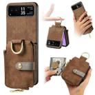 For Motorola Razr 40 Retro Skin-feel Ring Multi-card Wallet Phone Case(Brown) - 1