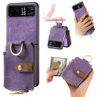 For Motorola Razr 40 Retro Skin-feel Ring Multi-card Wallet Phone Case(Purple) - 1
