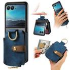 For Motorola Razr 40 Ultra Retro Skin-feel Ring Multi-card Wallet Phone Case(Blue) - 1