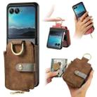 For Motorola Razr 40 Ultra Retro Skin-feel Ring Multi-card Wallet Phone Case(Brown) - 1