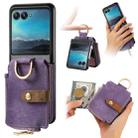 For Motorola Razr 40 Ultra Retro Skin-feel Ring Multi-card Wallet Phone Case(Purple) - 1