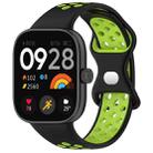For Redmi Watch 4 Dual Color Perforated Silicone Watch Band(Black Green) - 1