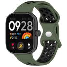 For Redmi Watch 4 Dual Color Perforated Silicone Watch Band(Olive Green Black) - 1