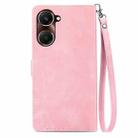 For vivo Y37 Embossed Flower Zipper Leather Phone Case(Pink) - 3