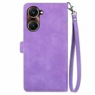 For vivo Y37 Embossed Flower Zipper Leather Phone Case(Purple) - 3