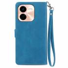 For vivo Y37 Pro Embossed Flower Zipper Leather Phone Case(Blue) - 3