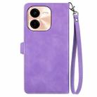 For vivo Y37 Pro Embossed Flower Zipper Leather Phone Case(Purple) - 3