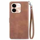 For vivo Y37 Pro Embossed Flower Zipper Leather Phone Case(Brown) - 3