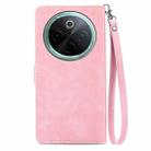 For vivo Y300 Pro Embossed Flower Zipper Leather Phone Case(Pink) - 3