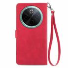 For vivo Y300 Pro Embossed Flower Zipper Leather Phone Case(Red) - 3