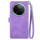 For vivo Y300 Pro Embossed Flower Zipper Leather Phone Case(Purple) - 3