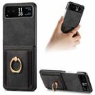 For Motorola Razr 40 Ultra Retro Skin-feel Ring Multi-card Wallet Phone Case(Black) - 1