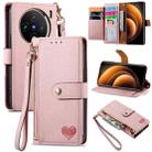 For vivo X100 Love Zipper Lanyard Leather Phone Case(Pink) - 1