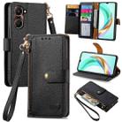 For vivo Y37 Love Zipper Lanyard Leather Phone Case(Black) - 1