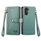 For vivo Y37 Love Zipper Lanyard Leather Phone Case(Green) - 2