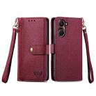 For vivo Y37 Love Zipper Lanyard Leather Phone Case(Red) - 2