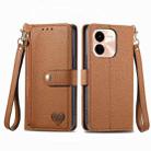 For vivo Y37 Pro Love Zipper Lanyard Leather Phone Case(Brown) - 2
