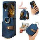 For OPPO Find N3 Retro Skin-feel Ring Multi-card Wallet Phone Case(Blue) - 1