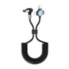 ENKAY 66W Reversible USB to Type-C / 8 Pin / Micro USB Elastic Spring Fast Charging Cable, Length 1.5m(Type A) - 1
