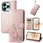 For Umidige A15 Four-leaf Clasp Embossed Buckle Leather Phone Case(Pink) - 1