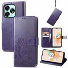 For Umidige A15 Four-leaf Clasp Embossed Buckle Leather Phone Case(Purple) - 1