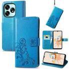 For Umidige A15 Four-leaf Clasp Embossed Buckle Leather Phone Case(Blue) - 1