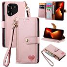 For Tecno Pova 5 4G Love Zipper Lanyard Leather Phone Case(Pink) - 1