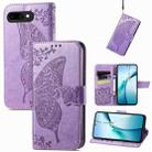 For Google Pixel 9a Butterfly Love Flower Embossed Leather Phone Case(Lavender) - 1