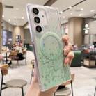 For Samsung Galaxy S25 5G MagSafe Glitter Hybrid Clear TPU Phone Case(Green) - 1